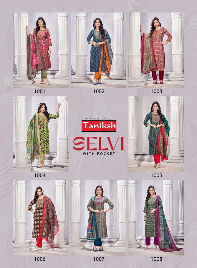 Selvi Vol 2 By Taniksh Heavy Rayon Embroidery Kurti With Bottom Dupatta Wholesale Shop In Surat